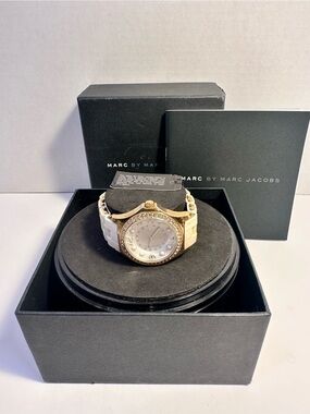 Marc by Marc Jacobs Gold Tone Watch with White Band